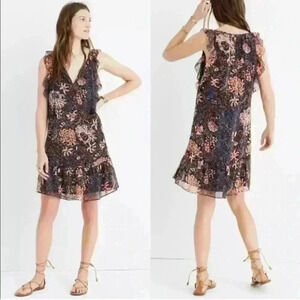 Madewell Sea Floral Lily Ruffle Dress Size‎ Small